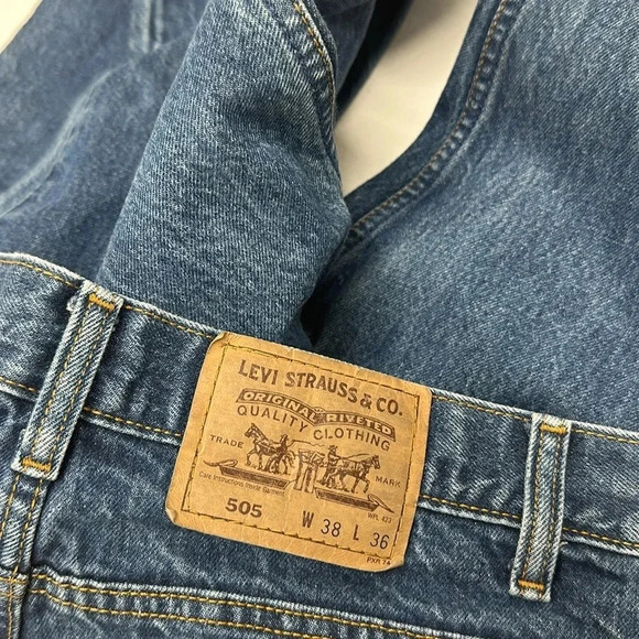 Levi's 505 Orange Tab Denim Blue Jeans Straight Leg Vintage Size 38 x 36" - Picture 7 of 8